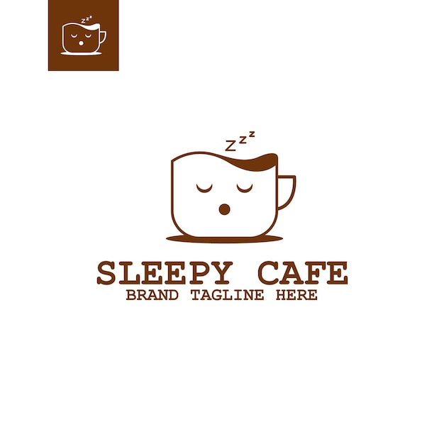 Plantilla de logotipo de cafetería sleepy coffee cup