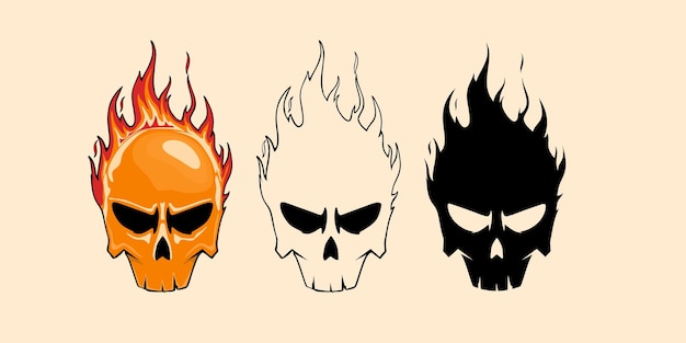 Plantilla de logotipo de calavera en fuego