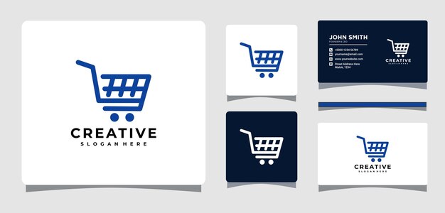Plantilla de logotipo de carrito de compras con inspiración de diseño de tarjeta de presentación