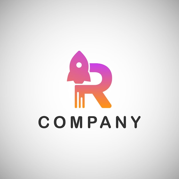 plantilla de logotipo de carta r cohete