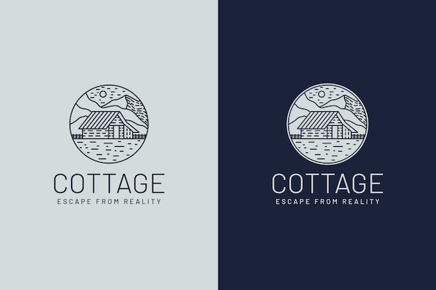Plantilla de logotipo de casa de campo dibujada a mano