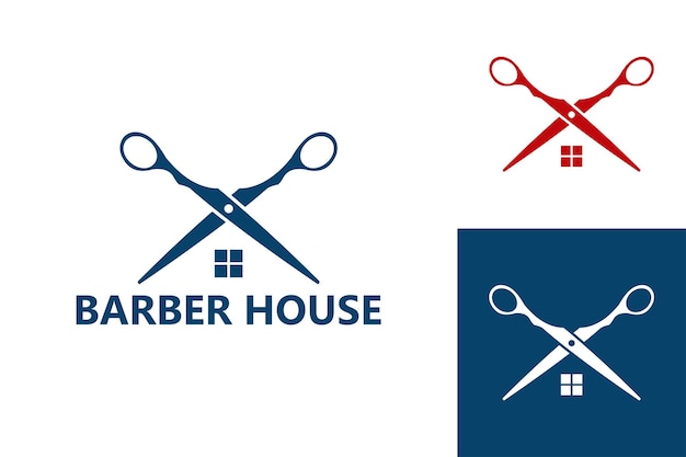 Plantilla de logotipo de casa de peluquero vector premium