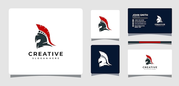 Plantilla de logotipo de casco espartano con inspiración de diseño de tarjeta de visita