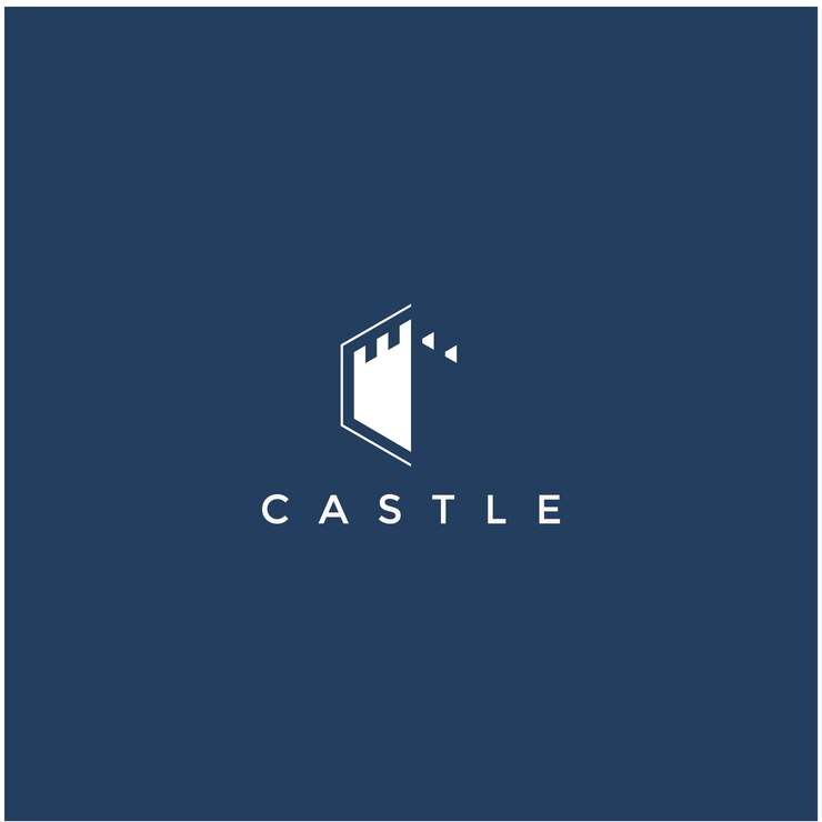 plantilla de logotipo de castillo Vector Premium