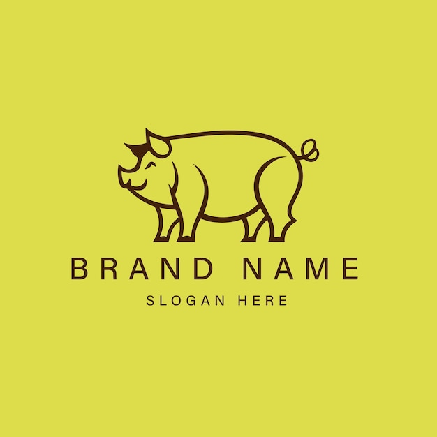 plantilla de logotipo de cerdo icono vectorial ilustración de diseño arte de línea aislado