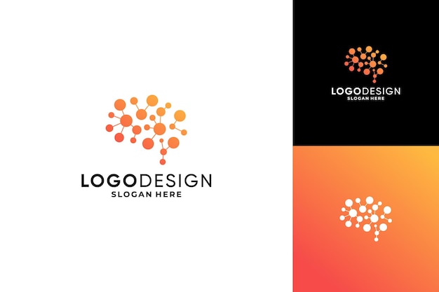 Plantilla de logotipo de cerebro digital de diseño de logotipo de conexión cerebral