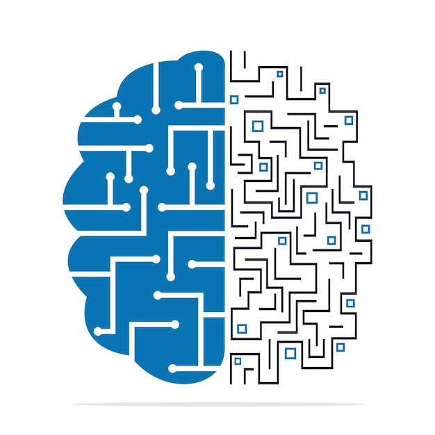 Plantilla de logotipo de cerebro digital de diseño de logotipo de conexión cerebral
