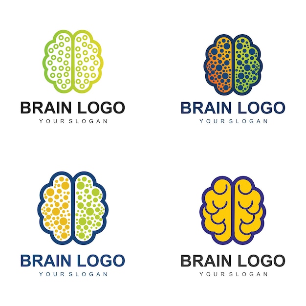 Plantilla de logotipo de cerebro, ilustración de vector de diseño