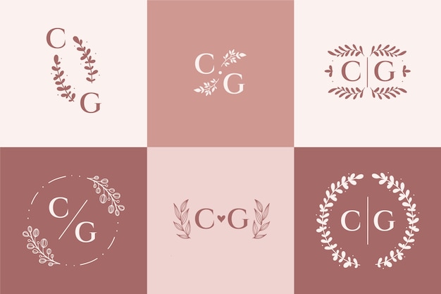 Vector plantilla de logotipo cg dibujado a mano