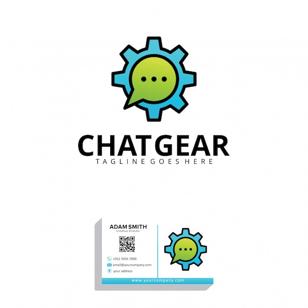 Plantilla de logotipo de chat gear