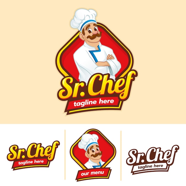 Plantilla de logotipo de chef animado