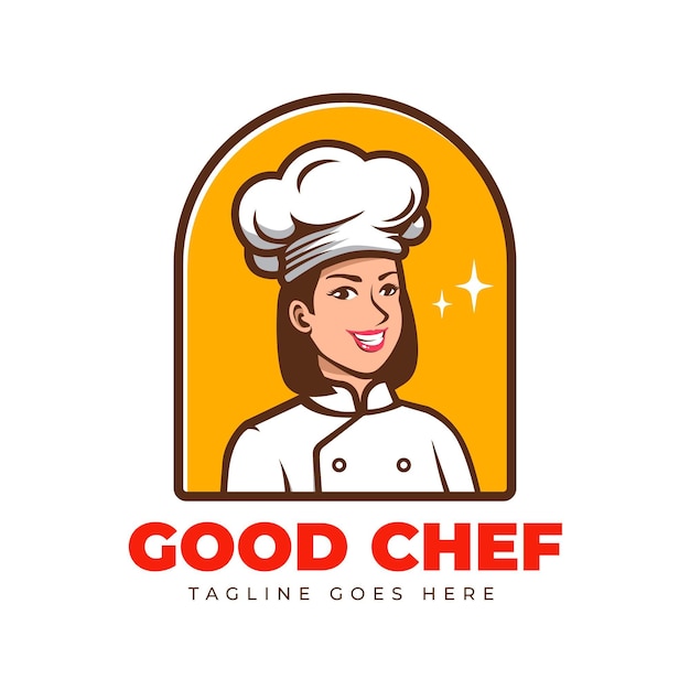 Plantilla de logotipo de chef detallada