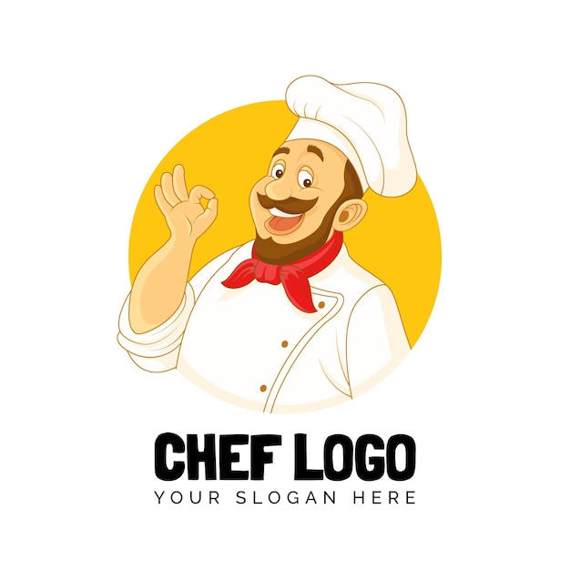 Plantilla de logotipo de chef detallada