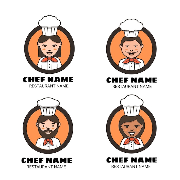 Plantilla de logotipo de chef detallada