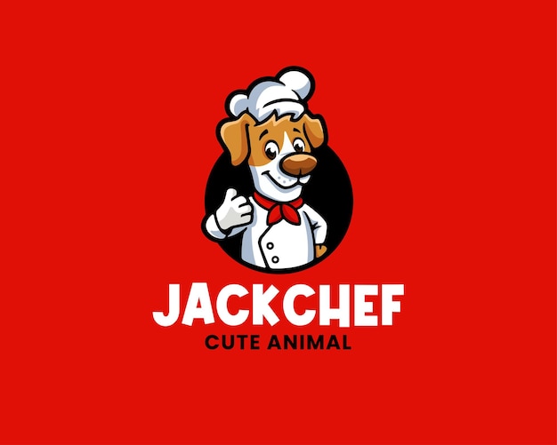 Plantilla de logotipo de chef de dibujos animados de Jack Russell Terrier