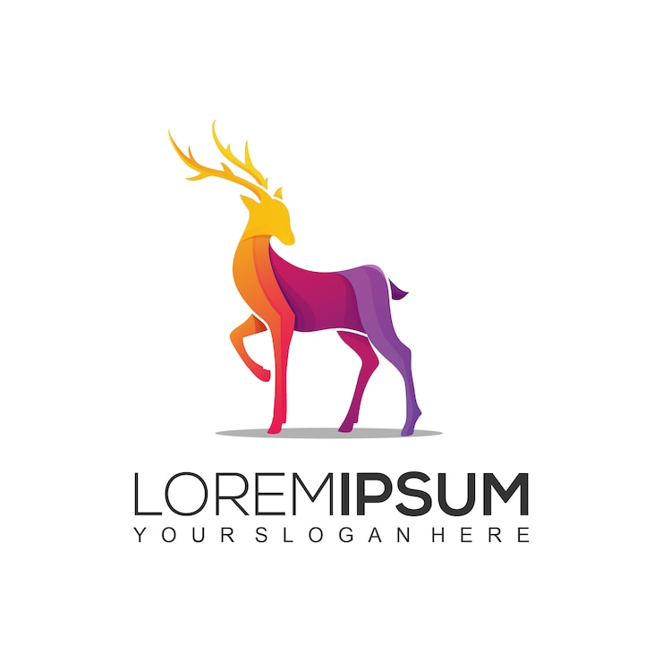 PLANTILLA DE LOGOTIPO DE CIERVO COLORIDO GRADIENTE