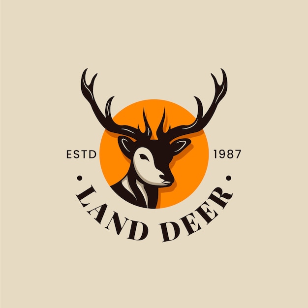 plantilla de logotipo de ciervo dibujado a mano