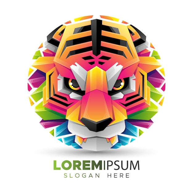 Vector plantilla de logotipo circle tiger head