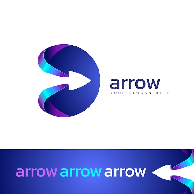 plantilla de logotipo de círculo de flecha abstracta con gradiente