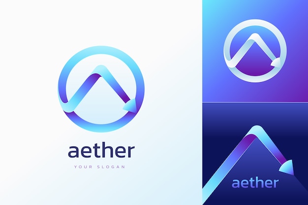 plantilla de logotipo de círculo de flecha abstracta con gradiente