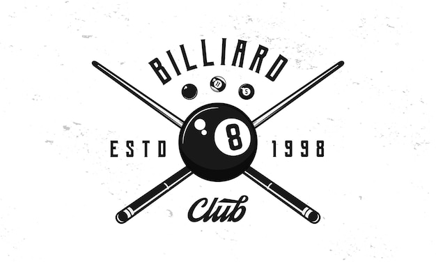plantilla de logotipo del club de billar Logotipo de billar cruzado señales de billar con ocho bolas