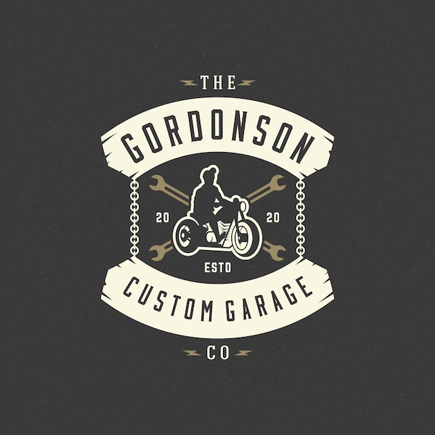 Plantilla de logotipo del club de motocicletas elemento de diseño vectorial estilo vintage
