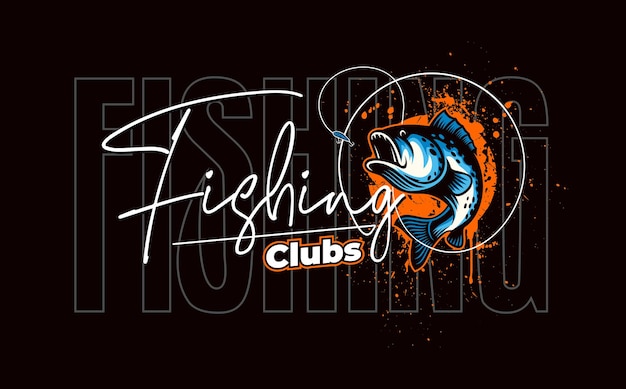 Plantilla de logotipo de CLUBES de pesca aislada Vector Premium