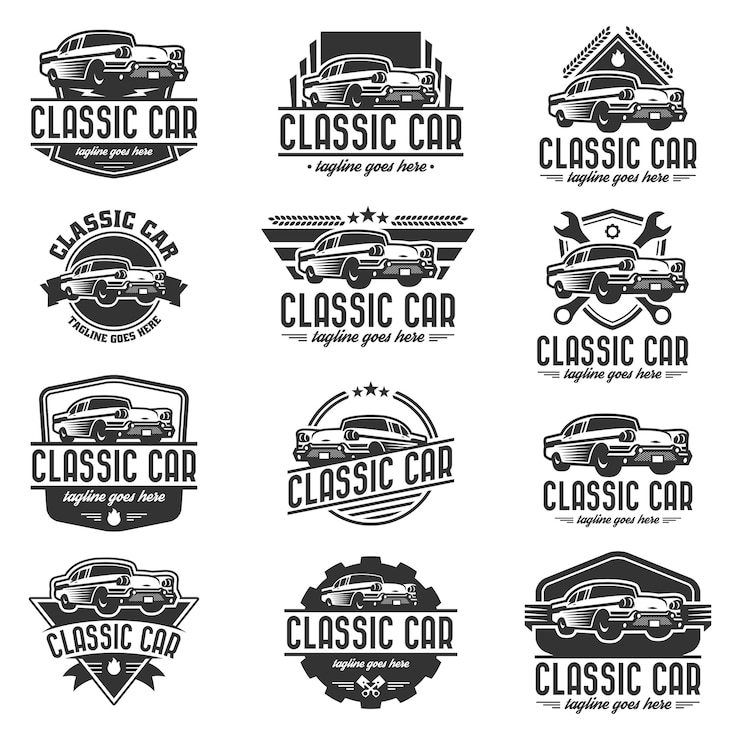 Vector plantilla de logotipo de coche clásico