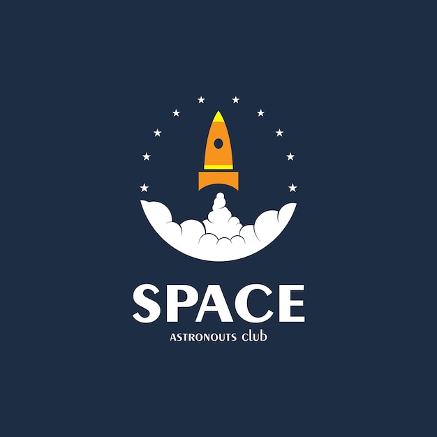 plantilla de logotipo de cohete etiqueta de icono de nave espacial minimalista diseño ilustración de plantilla de avión vector