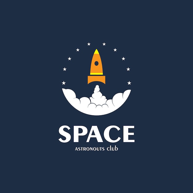 Vector plantilla de logotipo de cohete etiqueta de icono de nave espacial minimalista diseño ilustración de plantilla de avión vector