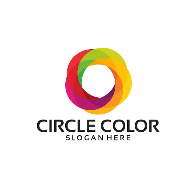 Plantilla de logotipo de color de círculo con ilustración de vector de gesto de mano