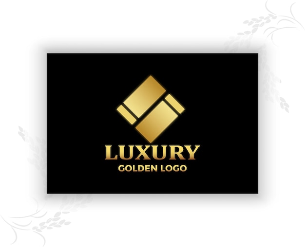 Plantilla de logotipo de color dorado de hoja de lujo