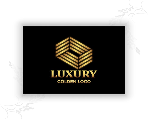 Plantilla de logotipo de color dorado de hoja de lujo
