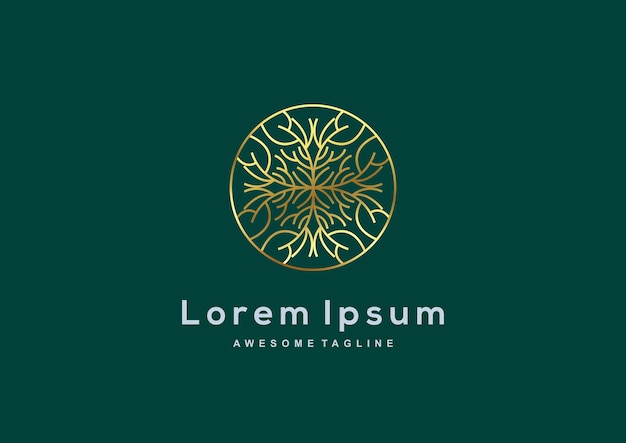 Plantilla de logotipo de color dorado Mandala de lujo