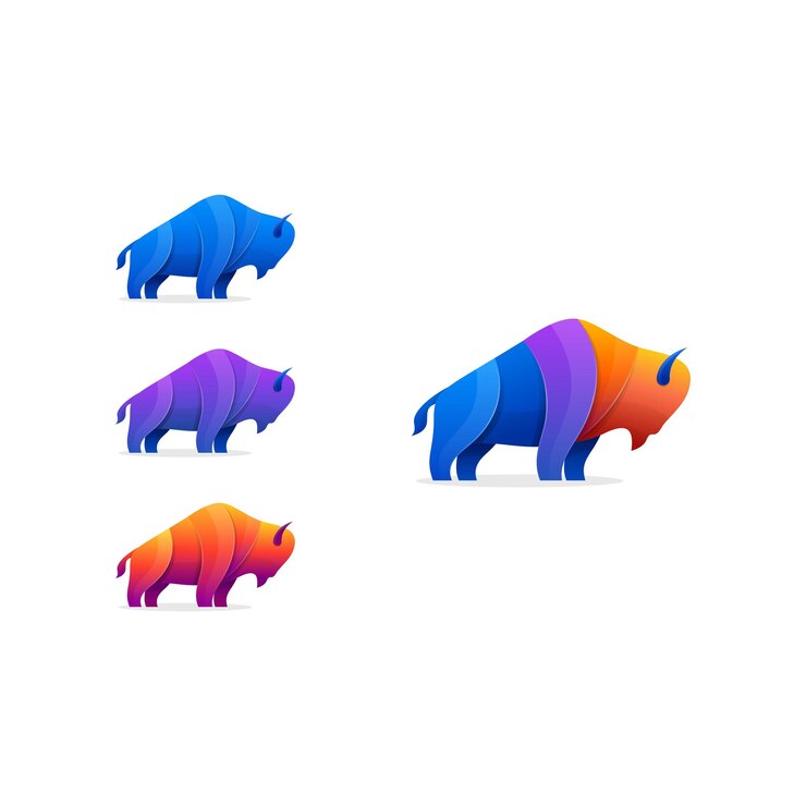 Vector plantilla de logotipo colorido de bisonte