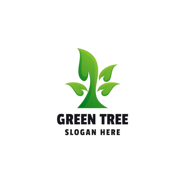 Plantilla de logotipo colorido degradado de árbol verde