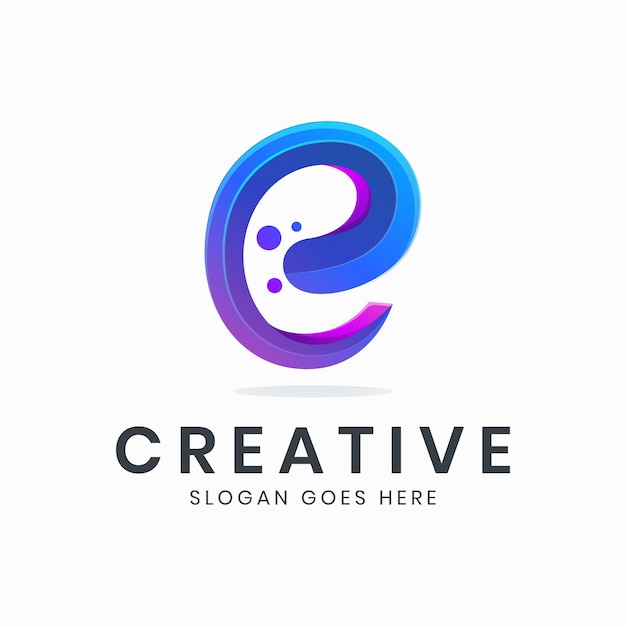 Plantilla de logotipo colorido degradado letra e