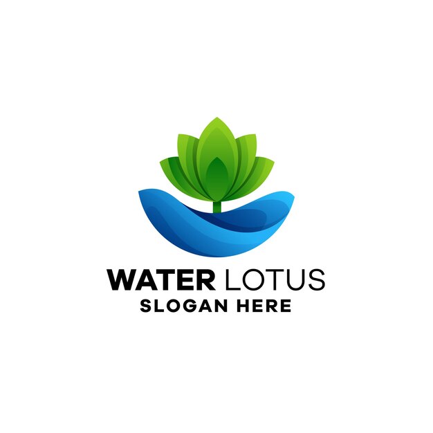 Plantilla de logotipo colorido degradado de loto de agua