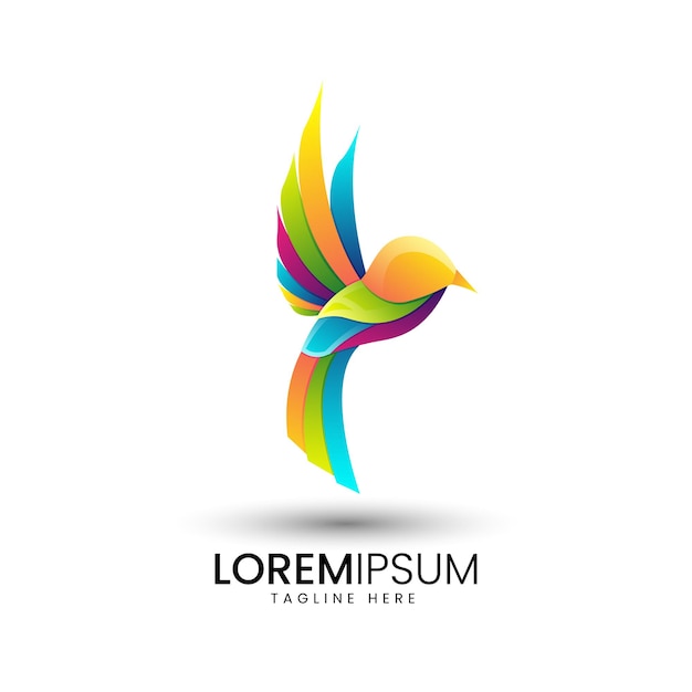 Plantilla de logotipo colorido degradado de pájaro