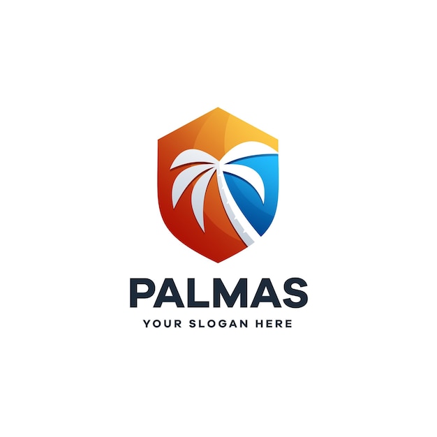 Plantilla de logotipo colorido degradado de palma