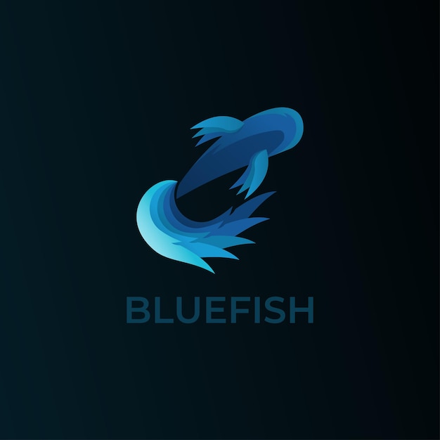 Plantilla de logotipo colorido degradado de pescado azul