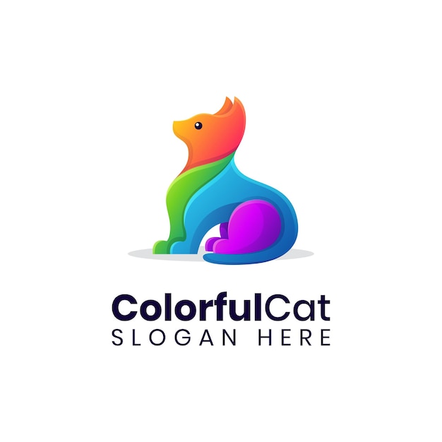 Vector plantilla de logotipo colorido gato sentado