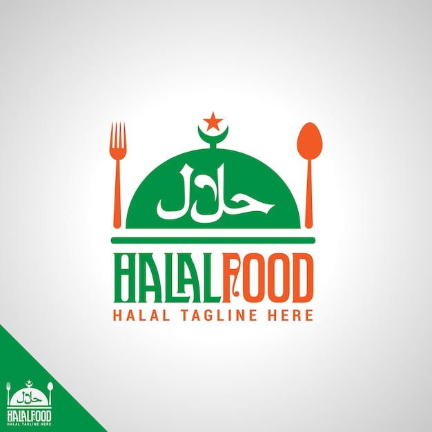 Vector plantilla de logotipo de comida halal