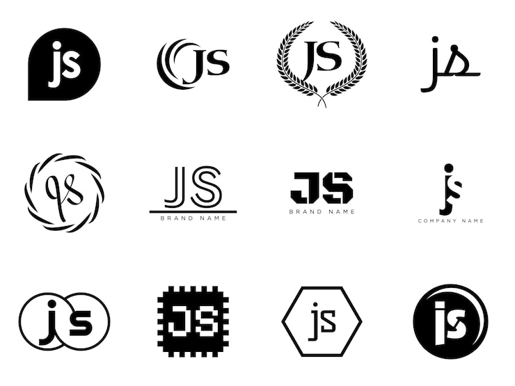 Vector plantilla de logotipo de la compañía js logotipo de la letra j y s establezca diferentes letras serif clásicas y texto en negrita moderno con elementos de diseño tipografía de fuente inicial