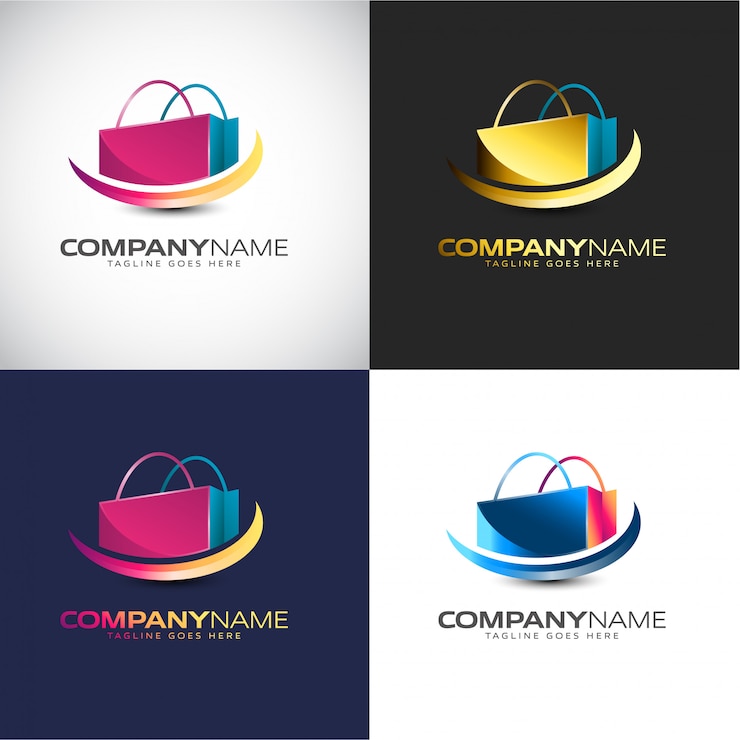 Vector plantilla de logotipo de compras 3d abstracto para la marca de su empresa