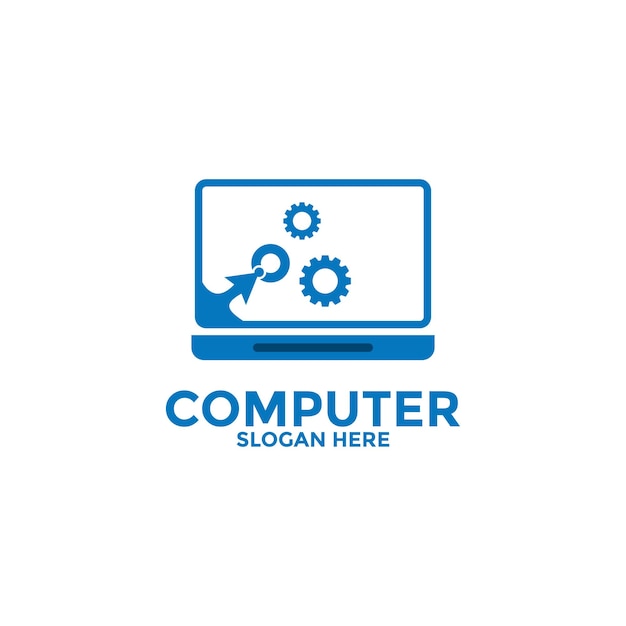 Plantilla de logotipo de computadora Logotipo de reparación de computadoras Vector de desarrollo de software Logotipo de servicio de escritorio