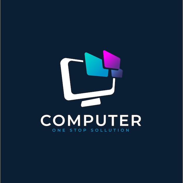 Plantilla de logotipo de computadora profesional