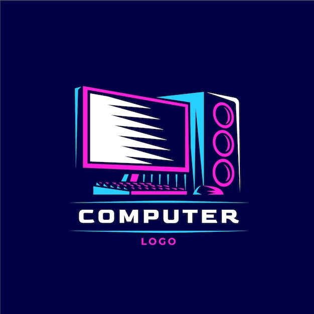 Vector plantilla de logotipo de computadora de tecnología