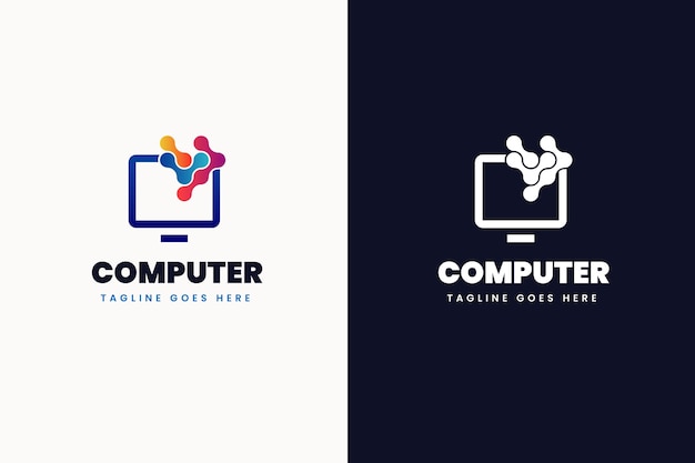 Vector plantilla de logotipo de computadora de tecnología