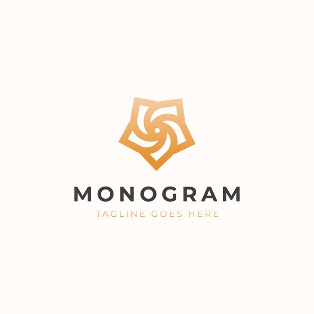 Plantilla de logotipo de concepto de monograma de hoja